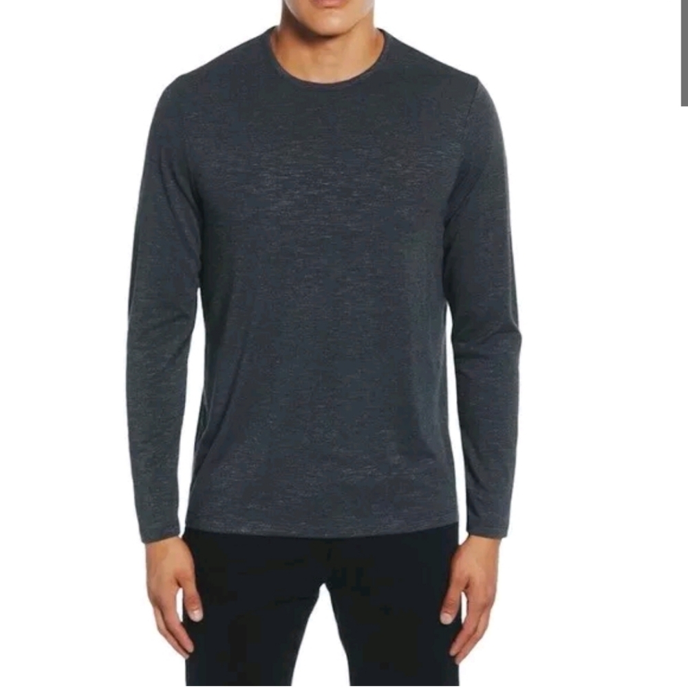 Calibrate Men's Long Sleeve T-shirt Slim Fit Gray Size Extra Large Top